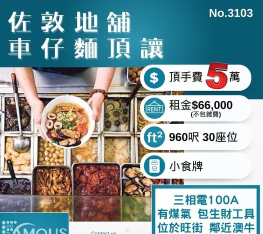 佐敦地舖車仔麵頂讓